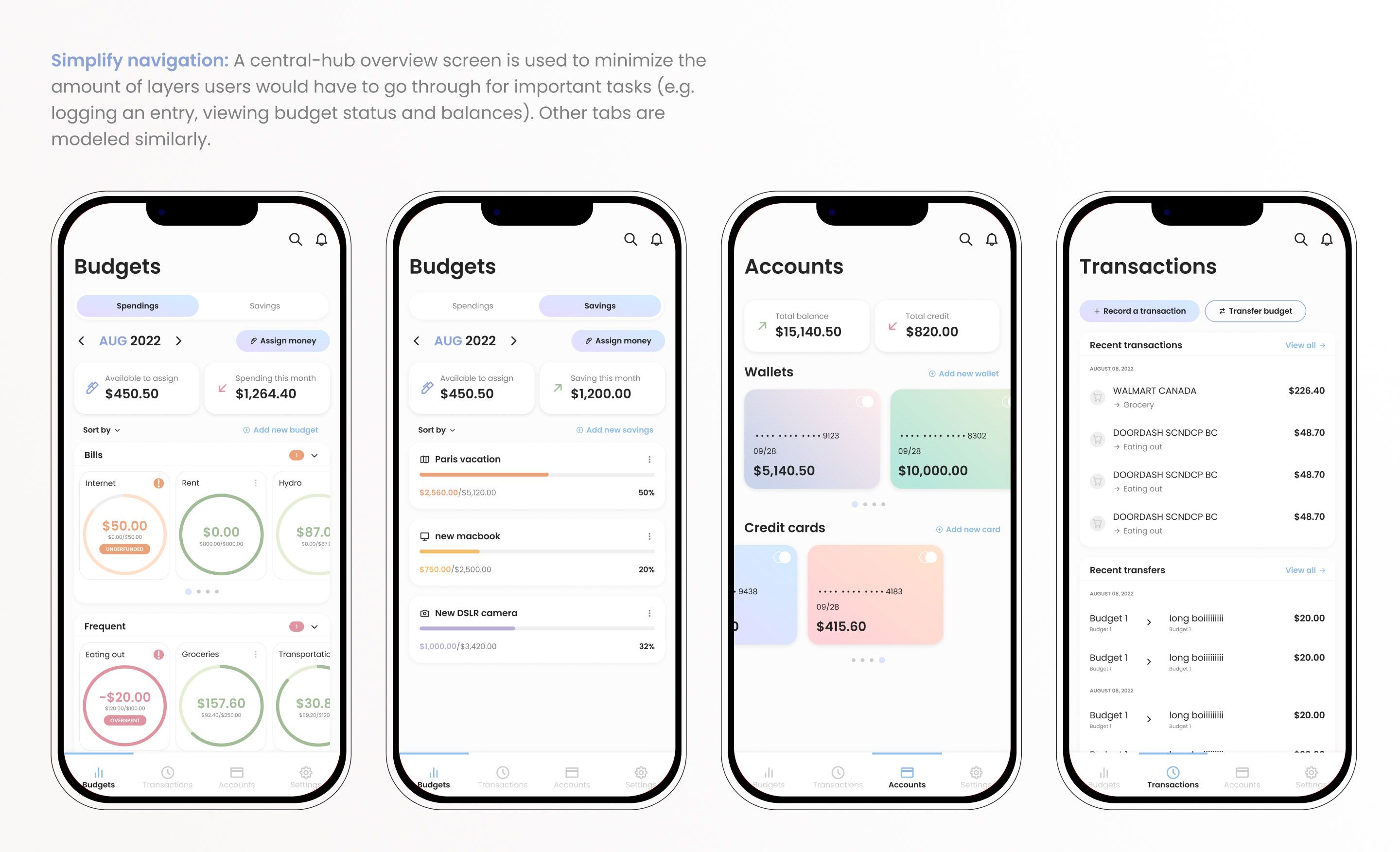 simple navigation screens